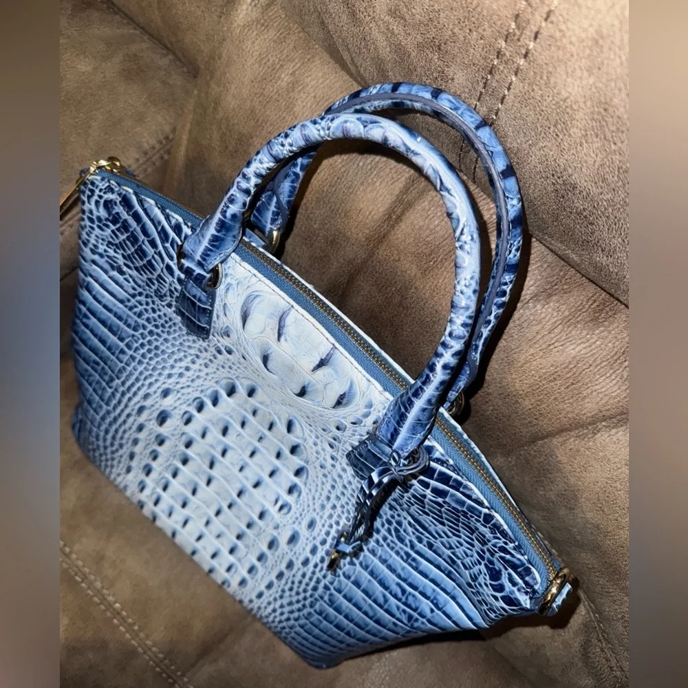 Brahmin Blue Crocodile Embossed Satchel - Picture 2 of 8
